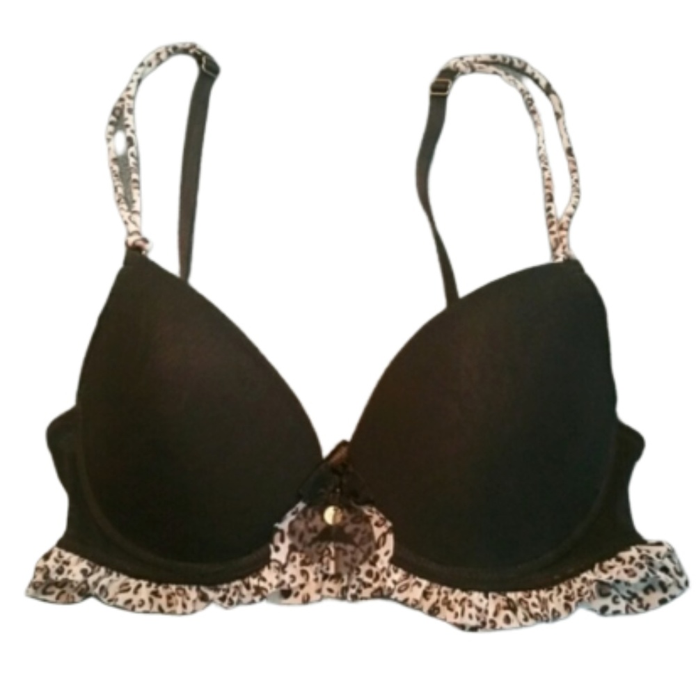 ❤SOLD❤Marilyn Monroe Black Leopard Ruffle Bra 34D